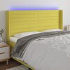 vidaXL Cabeceira de cama c/ luzes LED tecido 183x16x118/128 cm verde