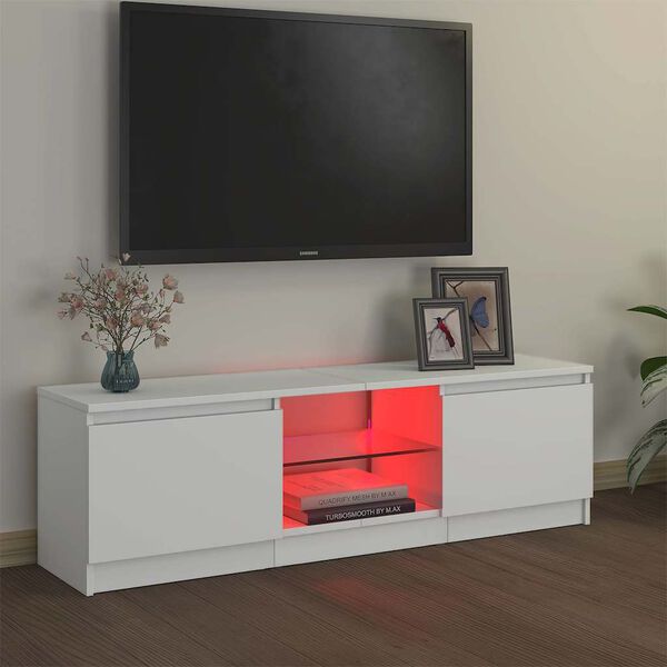 vidaXL M&oacute;vel de TV com luzes LED 120x30x36 cm branco