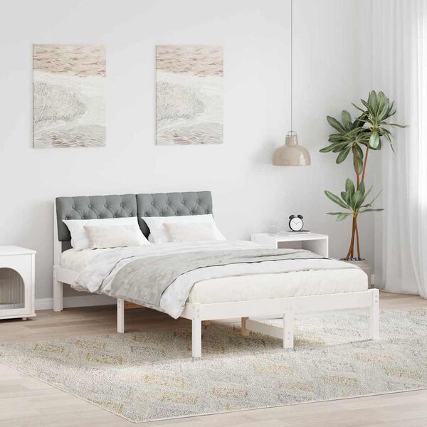 vidaXL Estrutura da cama Branco e cinza claro 120 x 190 cm