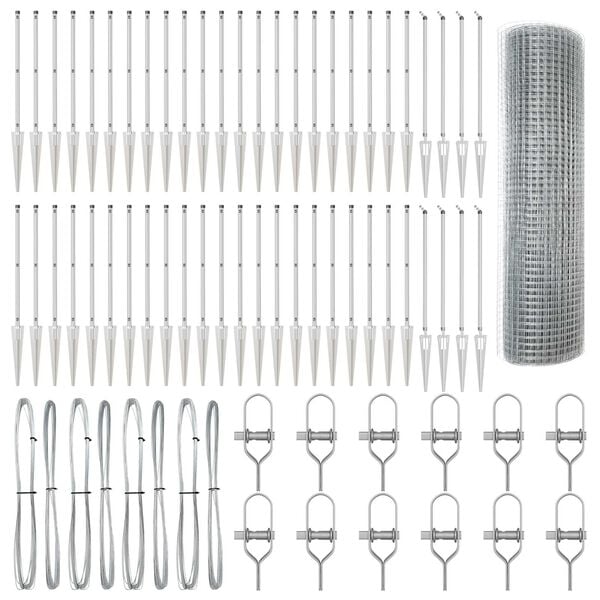 vidaXL Poste de Cerca Prateado 100 x 1 m (malha 19 x 19 mm) A&ccedil;o