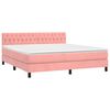 vidaXL Cama box spring c/ colch&atilde;o/LED 180x200 cm veludo rosa