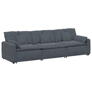 vidaXL Sof&aacute; modular com almofadas cinzento-escuro