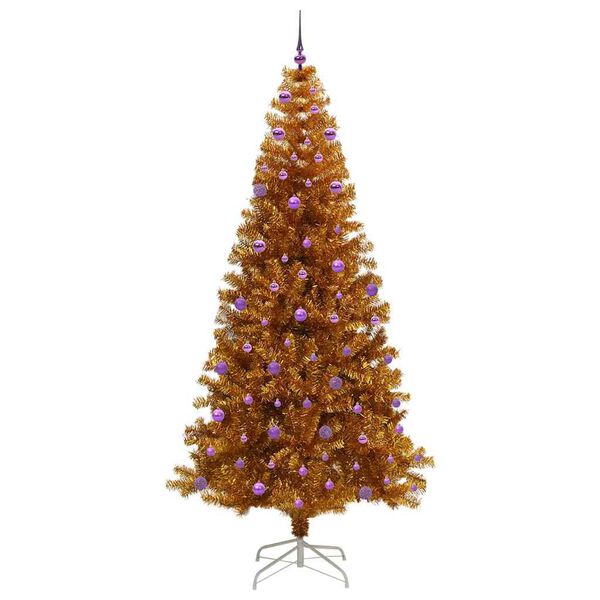 vidaXL &Aacute;rvore de Natal com 300 LEDs com suporte Ouro 240 cm PET