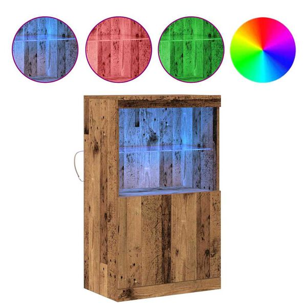 vidaXL Aparador LED Castanho 60 x 37 x 100 cm Madeira processada