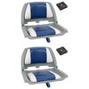 vidaXL 4 pcs conj. assento de barco dobr&aacute;vel com almofada azul/branco