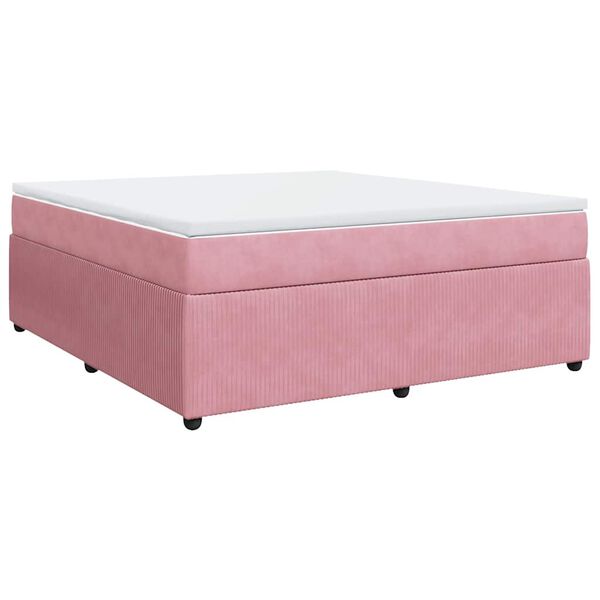vidaXL Cama com molas/colch&atilde;o 180x200 cm veludo rosa
