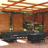 vidaXL 12 pcs conjunto lounge jardim c/ almofad&otilde;es pinho maci&ccedil;o preto