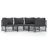 vidaXL 4 pcs conjunto lounge de jardim com almofad&otilde;es a&ccedil;o antracite