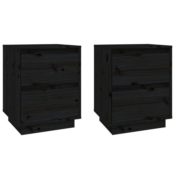 vidaXL Mesas de cabeceira 2 pcs 40x35x50 cm pinho maci&ccedil;o preto