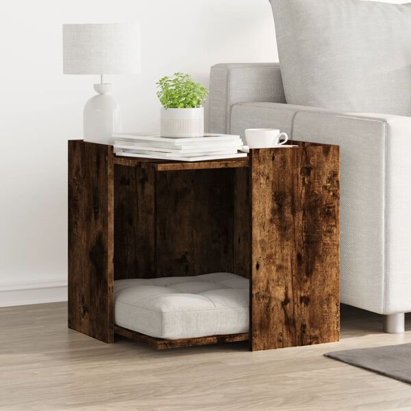 vidaXL Compartim. caixa areia de gatos deriv. madeira carvalho fumado