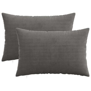 vidaXL Capa almofada 2 pcs HEERLEN Cinzento-Escuro 30 x 50 cm cord&atilde;o