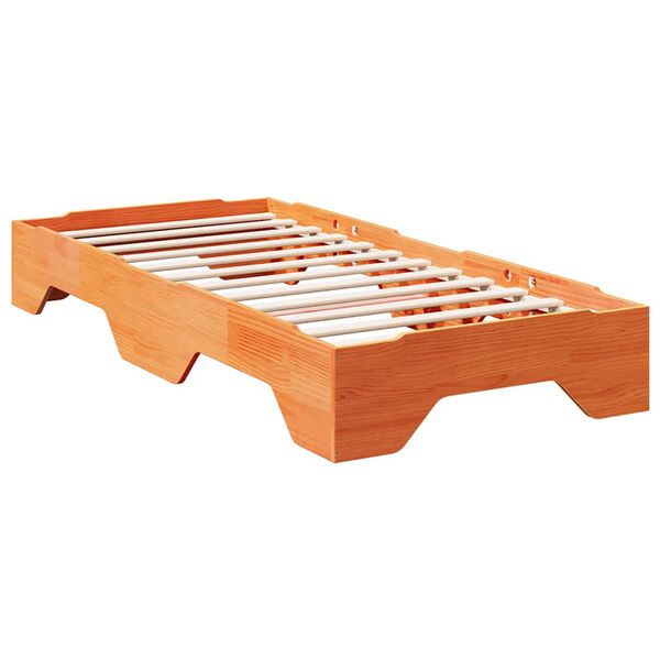 vidaXL Cama sem colch&atilde;o empilh&aacute;veis 75x190 cm madeira castanho-mel