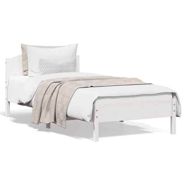 vidaXL Cama sem colch&atilde;o 90x200 cm madeira de pinho maci&ccedil;a branco