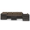 vidaXL 7 pcs conj. lounge jardim + almofad&otilde;es madeira impreg. cinzento