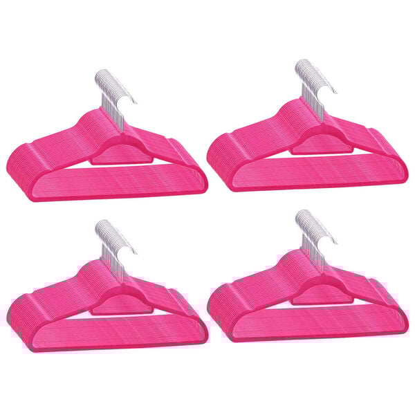 vidaXL 100 pcs conjunto de cabides antiderrapantes veludo rosa