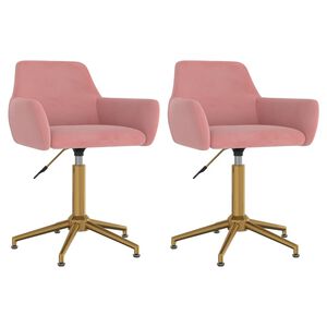 vidaXL Cadeiras de jantar girat&oacute;rias 2 pcs veludo rosa
