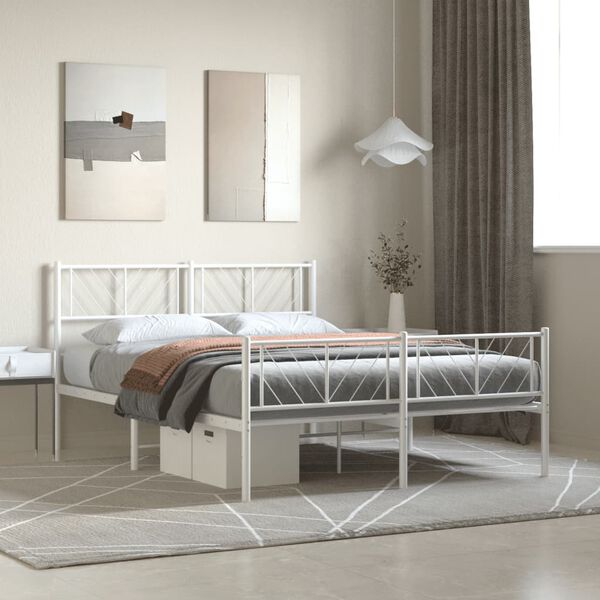 vidaXL Estrutura de cama com cabeceira e pés 160x200 cm metal branco