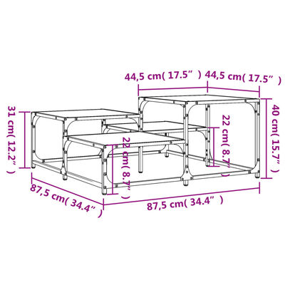 vidaXL Mesa de centro 87,5x87,5x40 cm derivados de madeira preto
