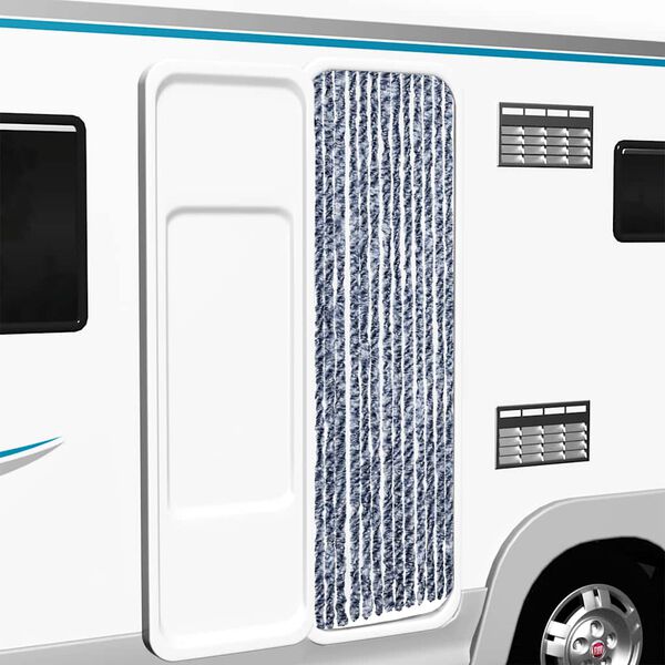 vidaXL Cortina anti-insetos 56x200 cm chenille azul e branco