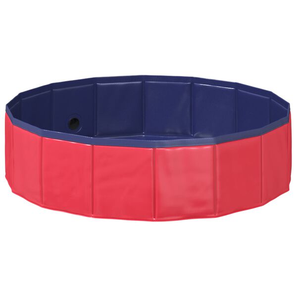 vidaXL Piscina Dobr&aacute;vel para C&atilde;es Vermelho e Azul 80 x 80 x 20 cm PVC