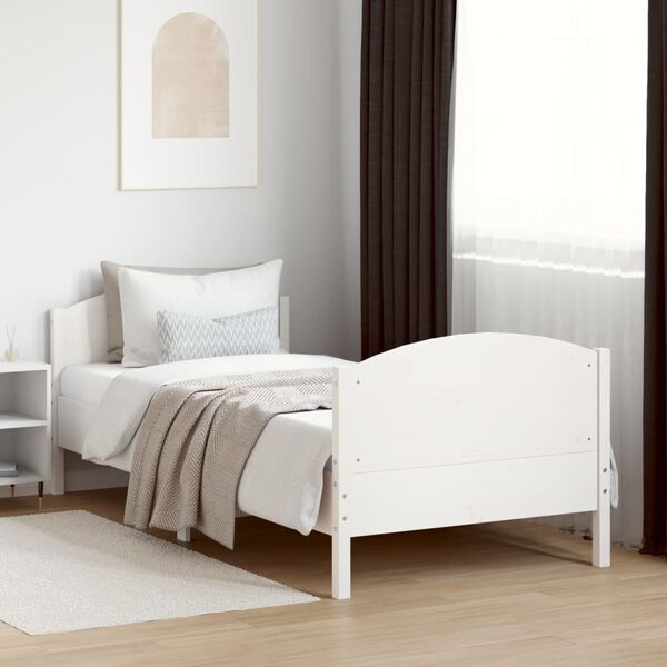 vidaXL Cama sem colch&atilde;o 75x190 cm madeira de pinho maci&ccedil;a branco