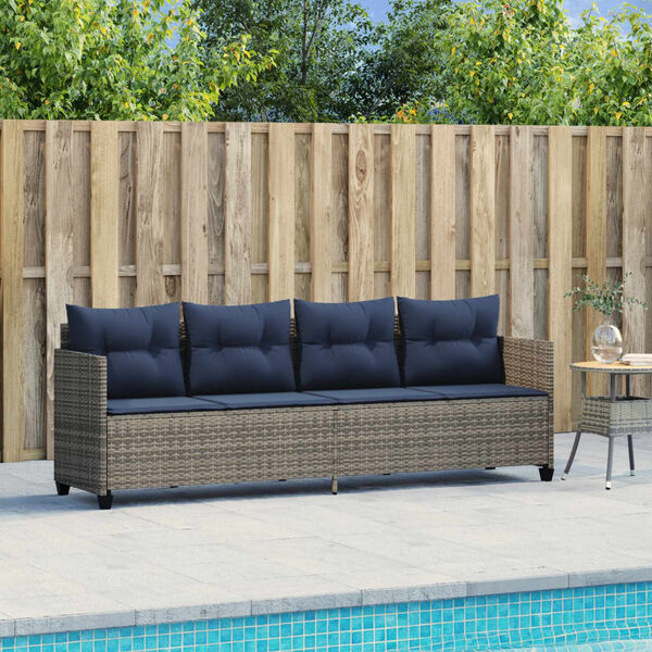 vidaXL Espregui&ccedil;adeira com almofad&otilde;es vime PE cinzento