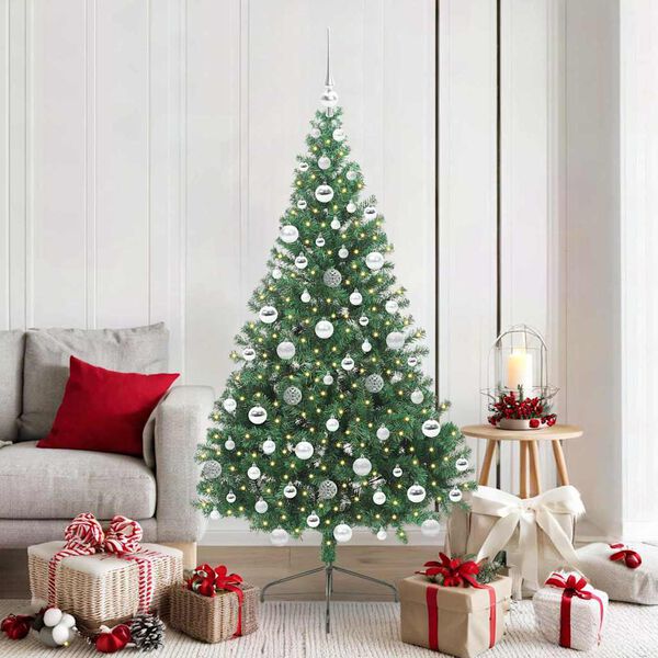 vidaXL &Aacute;rvore de Natal Artificial Pr&eacute;-iluminada Verde 180 cm PVC