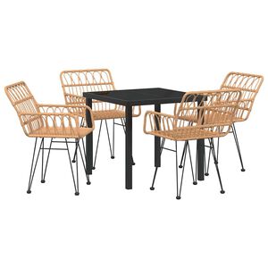 vidaXL Conjunto de Jantar para Jardim 5 pcs Castanho