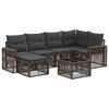 vidaXL Conjunto de Sof&aacute; de Jardim 7 unid. Cinza e Cinza Escuro vime PE