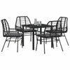 vidaXL Conjunto de Jantar para Jardim 5 pcs Preto vime PE