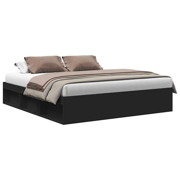 vidaXL Estrutura de cama super king size 180x200 cm preto