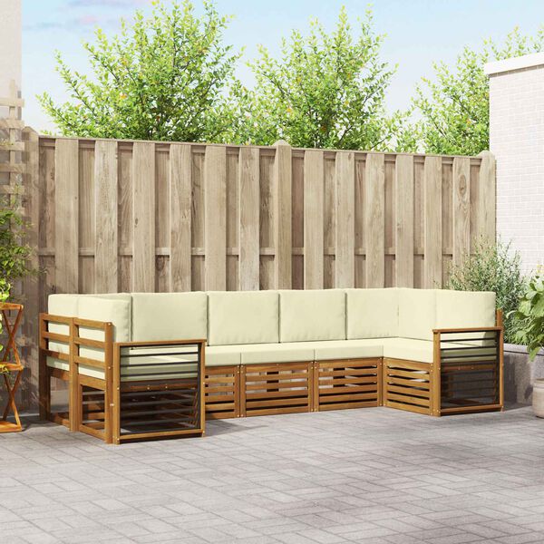 vidaXL Conjuntos de sof&aacute;s com almofada 7 pcs Natural e Creme