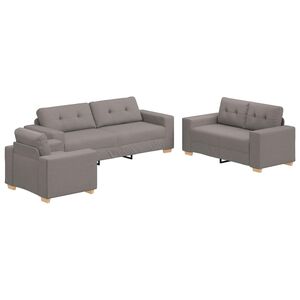vidaXL Sof&aacute; 3 unid. Cinzento-acastanhado Tecido de mistura de linho