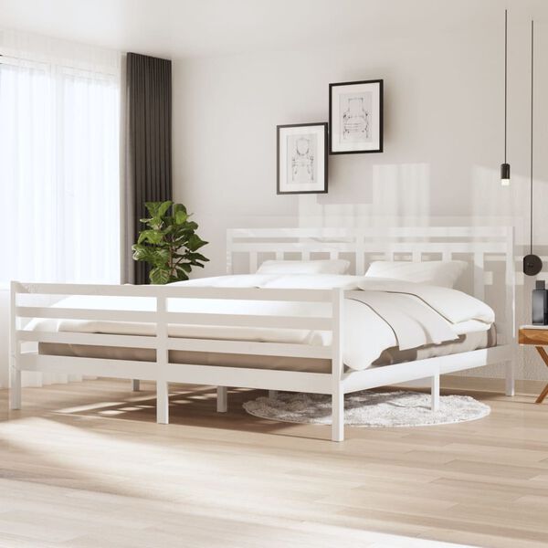 vidaXL Estrutura de cama 200x200 cm madeira maciça branco