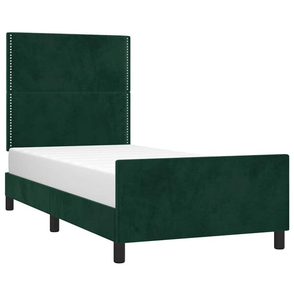 vidaXL Estrutura de cama sem colch&atilde;o 90x200 cm veludo verde-escuro