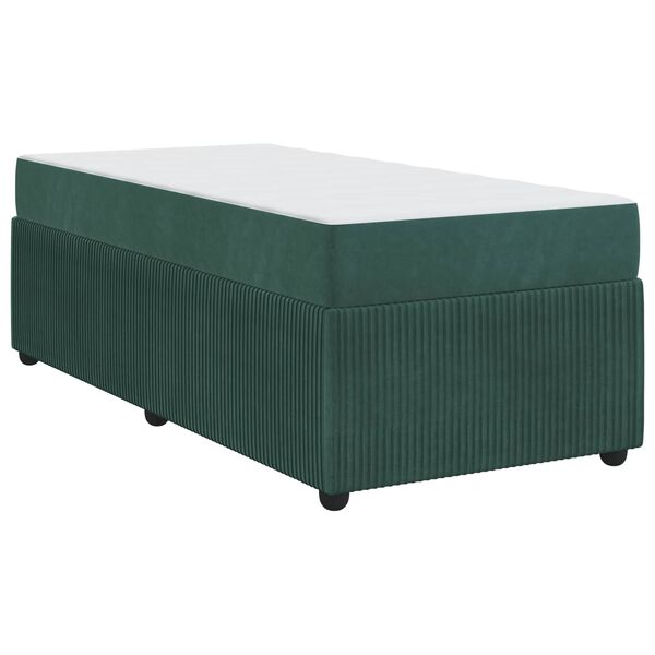 vidaXL Estrutura da Cama com colch&atilde;o Verde Escuro 90 x 190 cm tecido