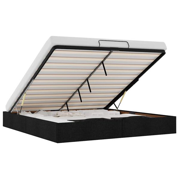 vidaXL Estrutura de cama otomana sem colch&atilde;o 200x200 cm tecido preto