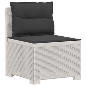 vidaXL Sof&aacute; de Jardim 1 Lugar com Almofadas Look Rattan PP Branco
