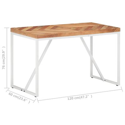 vidaXL Mesa de jantar 120x60x76 cm madeira acácia maciça e mangueira