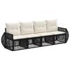 vidaXL Conjunto de Sof&aacute; de Jardim 4 pcs Preto e Branco Creme vime PE