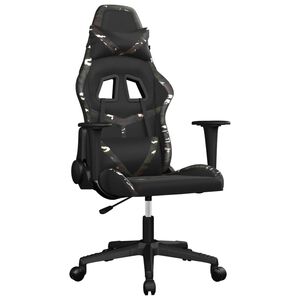 vidaXL Cadeira gaming massagens couro artificial preto e camuflagem