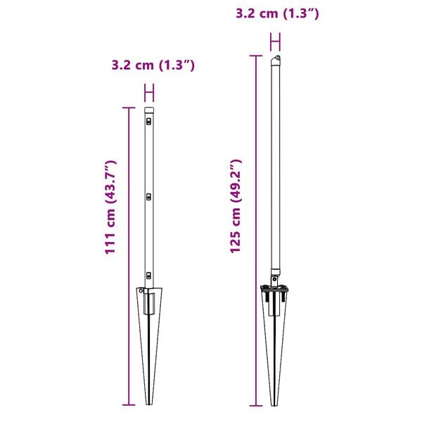 vidaXL Poste de Cerca 52 pcs Cinzeto 3,2 x 3,2 x 80 cm