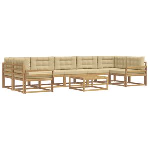 vidaXL Conjunto de Sof&aacute;s para Exterior 6 unid. Branco e Bege