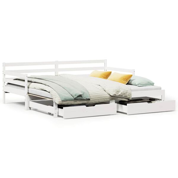 vidaXL Sof&aacute;-cama com gavet&atilde;o e gavetas sem colch&atilde;o 90x200 cm branco