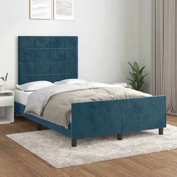 vidaXL Estrutura de cama sem colch&atilde;o 120x200 cm veludo azul