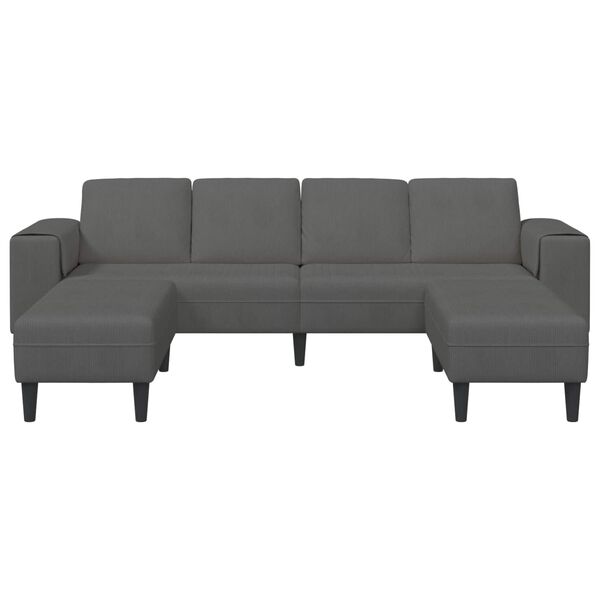 vidaXL Sof&aacute; Cinza Escuro 250 x 188 x 76 cm Tecido de Veludo Cotele