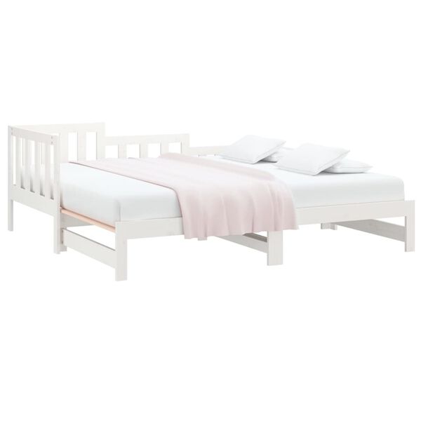 vidaXL Sofá-cama de puxar 2x(90x200) cm pinho maciço branco