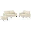 vidaXL 3 pcs conjunto sof&aacute;s c/ almofad&otilde;es couro artificial cor creme