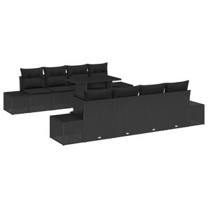 vidaXL Conjunto de Sof&aacute; de Jardim com almofada 9 pcs Preto vime PE