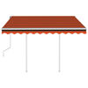 vidaXL Toldo retrátil manual com postes 3x2,5 m laranja e castanho